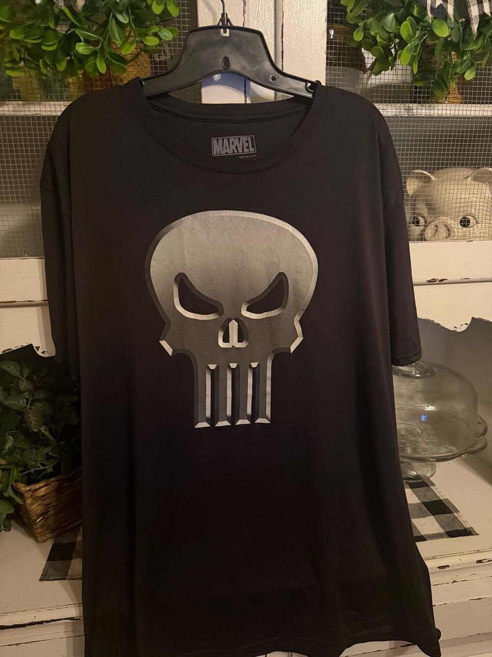 Marvel The Punisher T-Shirt Size 2X Black Silver Skull Graphic